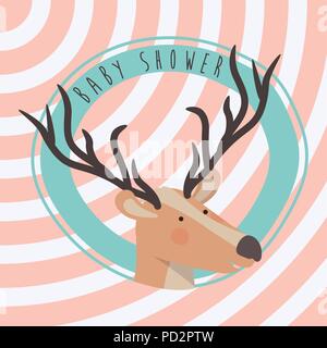 Cute Little Animal Deer At Birthday Party Festive Scene Cartoon