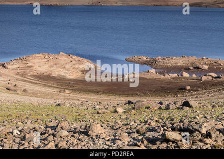 Llyn Celyn reservoir in drought conditions, Wales Stock Photo