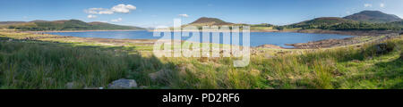 Panoramic view of Llyn Celyn reservoir in drought conditions, Wales Stock Photo