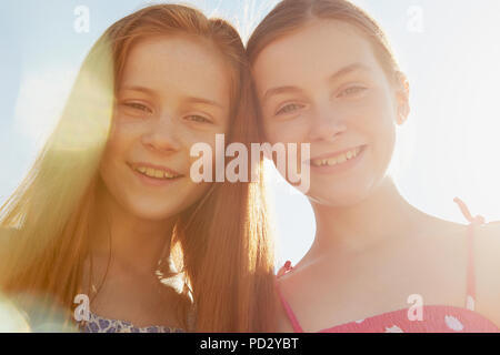 Girls with wide smiles Stock Photo