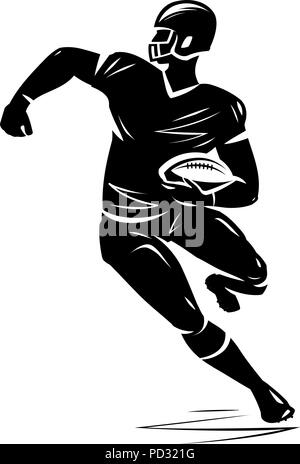 Football player, silhouette. Vector illustration Stock Vector