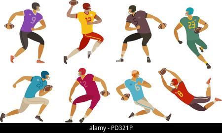American football players. Sport concept. Cartoon vector illustration Stock Vector