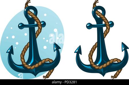 Anchor with rope. Cartoon vector illustration Stock Vector