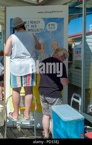 Cartoonist at the Pier Herne Bay as part of the Herne Bay Cartoon Festival Held Annually Stock Photo