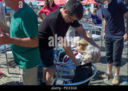 Cartoonist at the Pier Herne Bay as part of the Herne Bay Cartoon Festival Held Annually Stock Photo