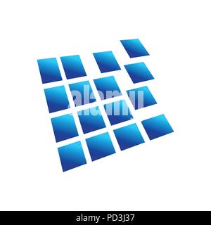 Digital Blocks Perspective 3D Box Vector Symbol Graphic Logo Design Template Stock Vector