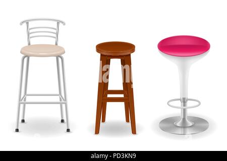 bar chair stool set icons vector illustration isolated on white background Stock Vector