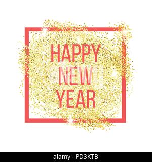 Happy new year greeting card.. Gold glitter. Vector illustration. Stock Vector