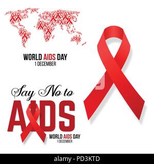 Vector illustration of hiv,aids awareness background isolated on white. World Aids Day concept. 1 December. Stock Vector