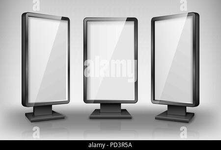 Blank lightbox template. Street 3d Retail lighting billboards. Realistic lightbox screen for advertising and design. vector illustration Stock Vector