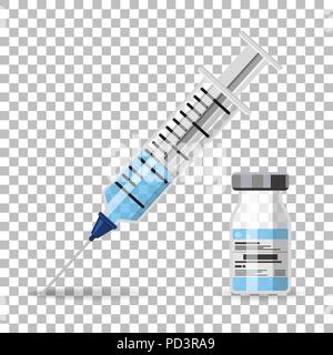 Plastic Medical Syringe and Vial Icons Stock Vector