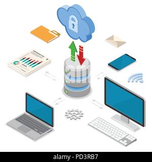 Cloud Computing Technology Isometric Stock Vector