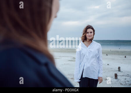 Women on beach, Odessa, Ukraine Stock Photo