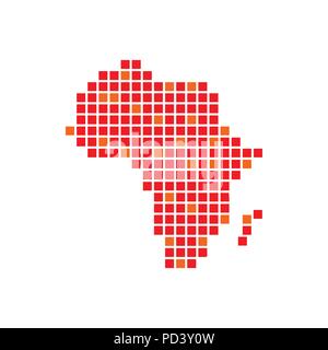 Digitally Africa Red Pixels Vector Symbol Graphic Logo Design Template Stock Vector