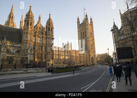 Palace of Westminster the south side on Ablingdon St, Westminster England. Stock Photo