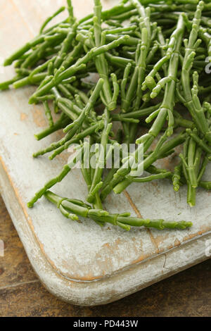 preparing fresh samphire Stock Photo