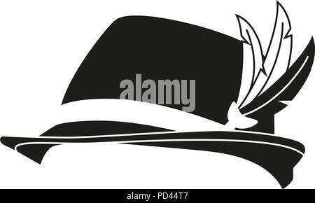 Black and white german feather hat silhouette Stock Vector