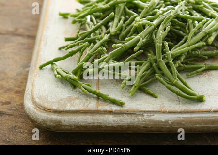 preparing fresh samphire Stock Photo