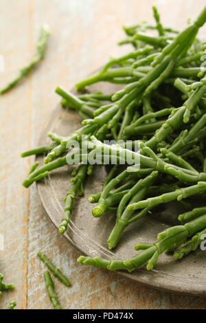 preparing fresh samphire Stock Photo