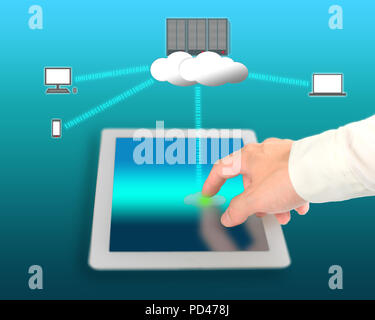 businessman use network device for connecting to cloud computing service Stock Photo