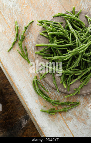 preparing fresh samphire Stock Photo