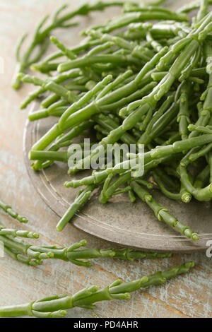 preparing fresh samphire Stock Photo