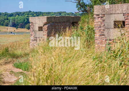 pill boxes on the orwell estuary suffolk Stock Photo