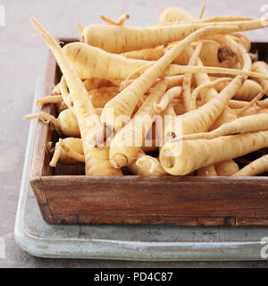 preparing fresh parsnips Stock Photo