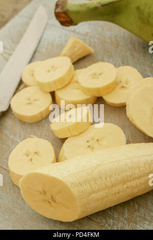 preparing plantain fruit Stock Photo