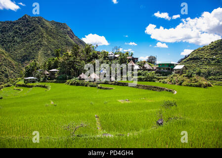 Village in 2000-year old Batad Rice Terraces, UNESCO Heritage, Central Luzon on Philipines, Southeast Asia Stock Photo