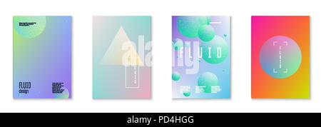 Holographic cover set with radial fluid Stock Vector
