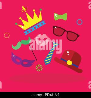 carnival, colorful carnival paraphernalia on a pink background vector Stock Vector