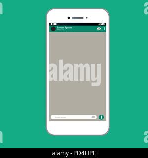 social network, green, modern smartphone, vector illustration Stock Vector