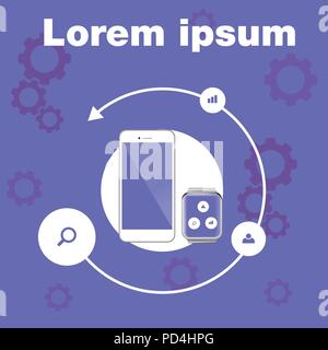 digital technology, smartphone infographic vector illustration Stock Vector