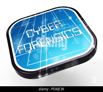 Cyber Forensics Computer Crime Analysis 3d Illustration Shows Internet Detective Diagnosis For Identification Of Online Cybercrime Stock Photo