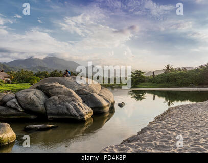 A view of Los Naranjos Beach in Santa Marta Colombia. Stock Photo