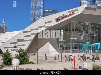 Panoramic view of the CN Tower, Ripley's Aquarium and the Rogers Centre ...