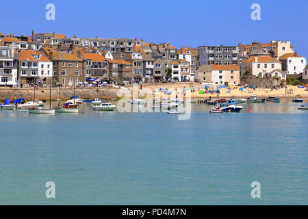 Fishing boats in St Ives harbour, Cornwall, England, UK. Stock Photo