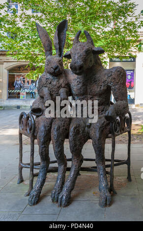 The Minatour and the Hare Sculpture, Cheltenham Promenade, Cheltenham, England Stock Photo