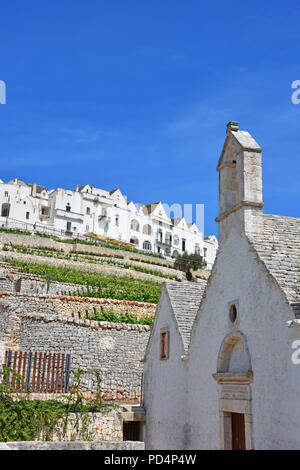 Italy, Puglia region, Locorotondo, a whitewashed village in full Valle d'Itria, panorama. Stock Photo