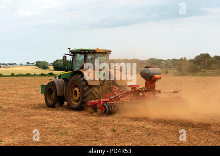 Farmland being sub soiled, Alderton, Suffolk, UK. Stock Photo