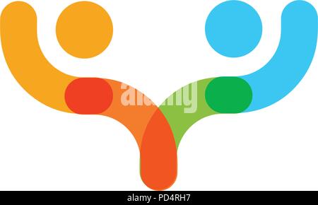 Abstract colorful human vector logo template. Holding hands icon. Stock Vector