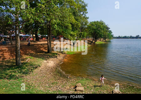 Srah Srang lake at Angkor Wat Temple complex, Siem Reap, Cambodia Stock Photo