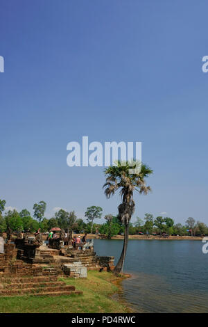 Srah Srang lake at Angkor Wat Temple complex, Siem Reap, Cambodia Stock Photo