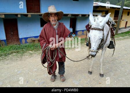 Farmer in El CARMEN DE LA FRONTERA - Ecuador border - Huancabamba. Department  of Piura .PERU    					  			 	  	  			 	    	 Stock Photo