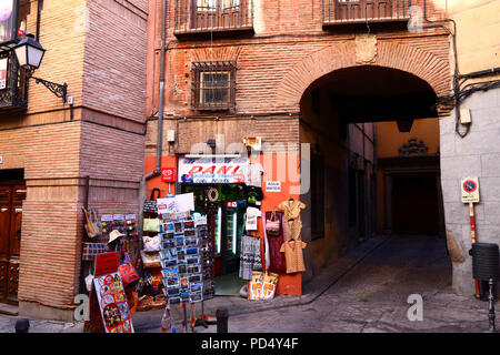 Souvenir shop in typical brick building, Toledo, Castile-La Mancha, Spain Stock Photo