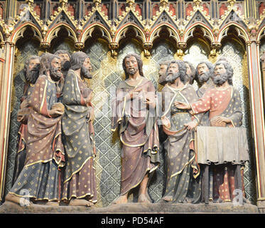 PARIS-FRANCE, JANUARY 19-2017: Beautiful scene of religious wall murals inside Notre Dame Cathedral,Paris,France, Stock Photo