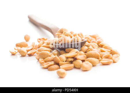 Salted roasted peanuts isolated on white background. Stock Photo