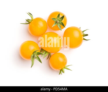 Tasty yellow tomatoes isolated on white background. Stock Photo