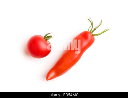 Tasty red tomatoes isolated on white background. Stock Photo